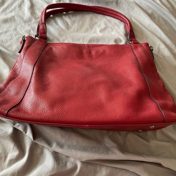 Over Earth leather burgundy bag EUC missing crossbody strap